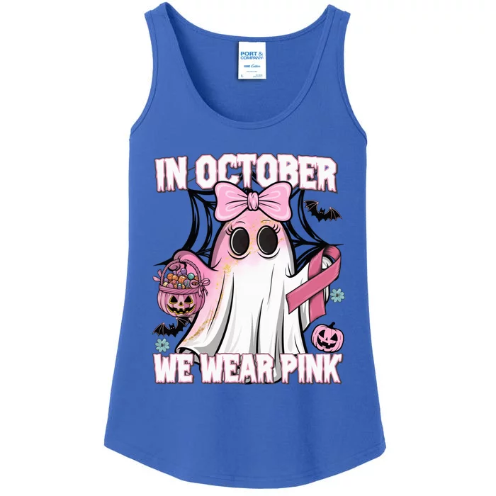 In October We Wear P.I.N.K Breast Cancer Awareness Ghost Ladies Essential Tank