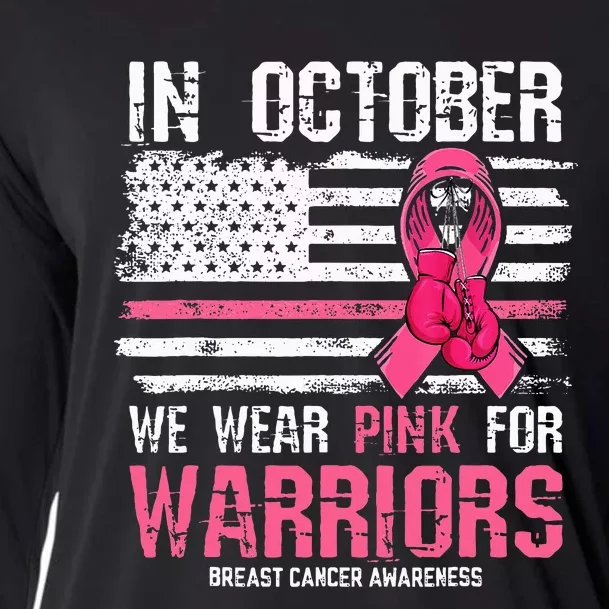 In October We Wear Pink For Warriors Breast Cancer Awareness Cooling Performance Long Sleeve Crew