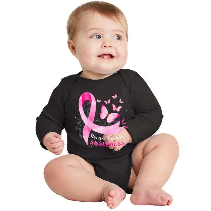 In October We Wear Breast Cancer Awareness Baby Long Sleeve Bodysuit