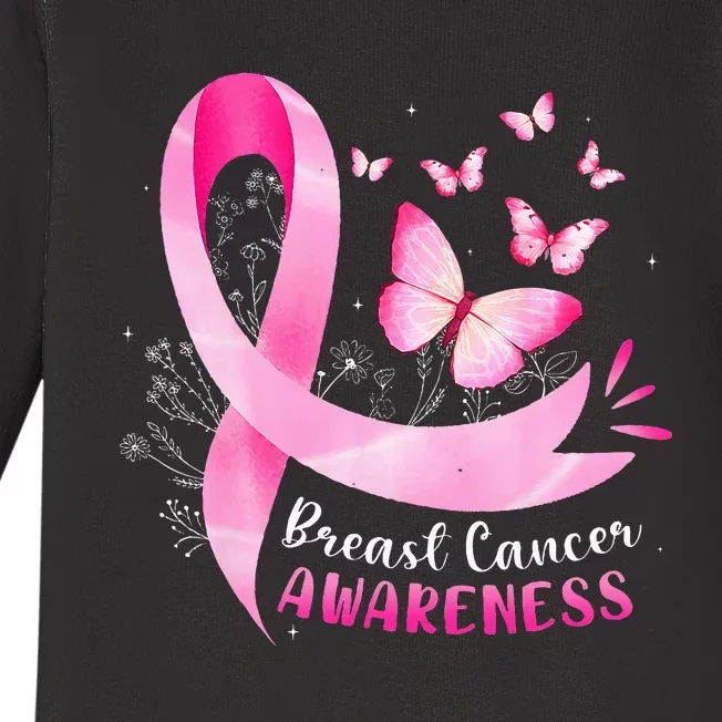 In October We Wear Breast Cancer Awareness Baby Long Sleeve Bodysuit