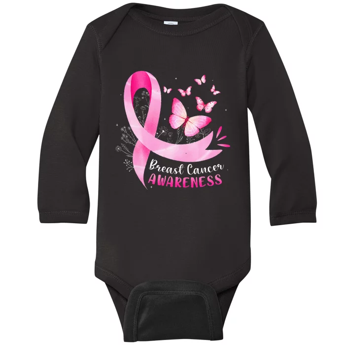 In October We Wear Breast Cancer Awareness Baby Long Sleeve Bodysuit