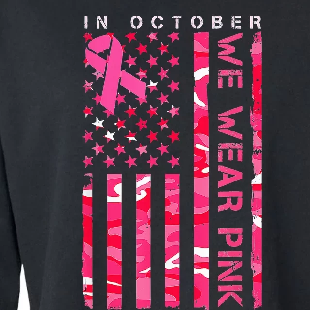 In October We Wear Pink Camo Breast Cancer Awareness Month Cropped Pullover Crew