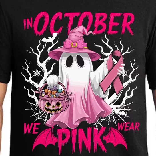 In October We Wear P.I.N.K Breast Cancer Awareness Ghost Pajama Set