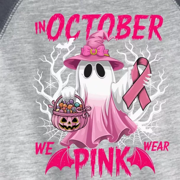 In October We Wear P.I.N.K Breast Cancer Awareness Ghost Toddler Fine Jersey T-Shirt