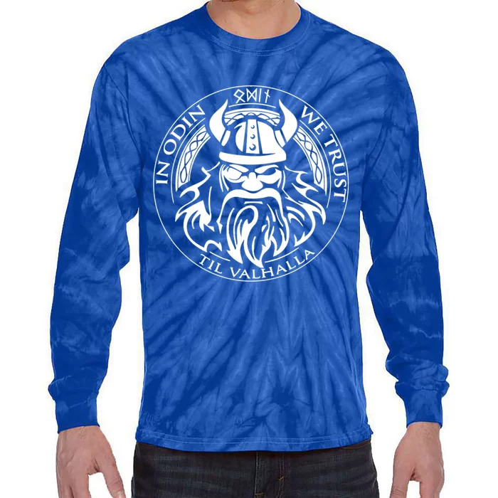 In Odin We Trust Till Valhalla Viking Norse God Gift Tie-Dye Long Sleeve Shirt