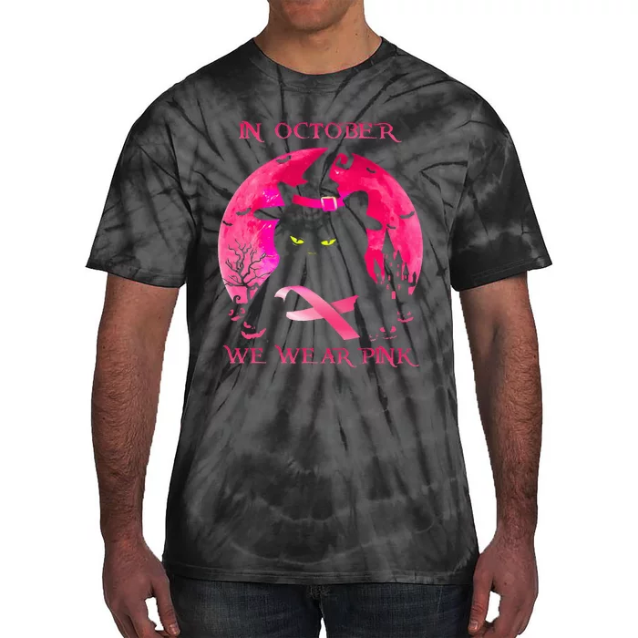 In October We Wear Pink Pumpkin Breast Cancer Awareness Tie-Dye T-Shirt