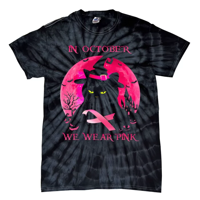 In October We Wear Pink Pumpkin Breast Cancer Awareness Tie-Dye T-Shirt