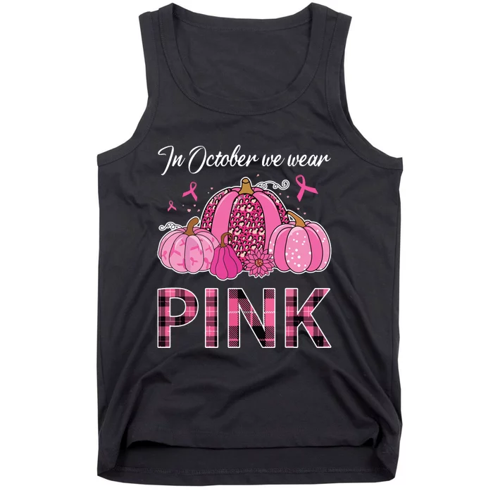 In October We Wear Pink Shirts Leopard Pumpkin Tank Top