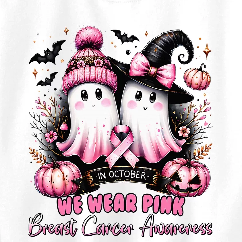 In October We Wear Ghost Witch Breast Cancer Awareness Kids Sweatshirt