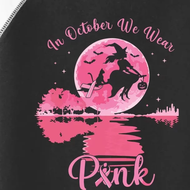 In October We Wear Witch Breast Cancer Halloween Toddler Fine Jersey T-Shirt