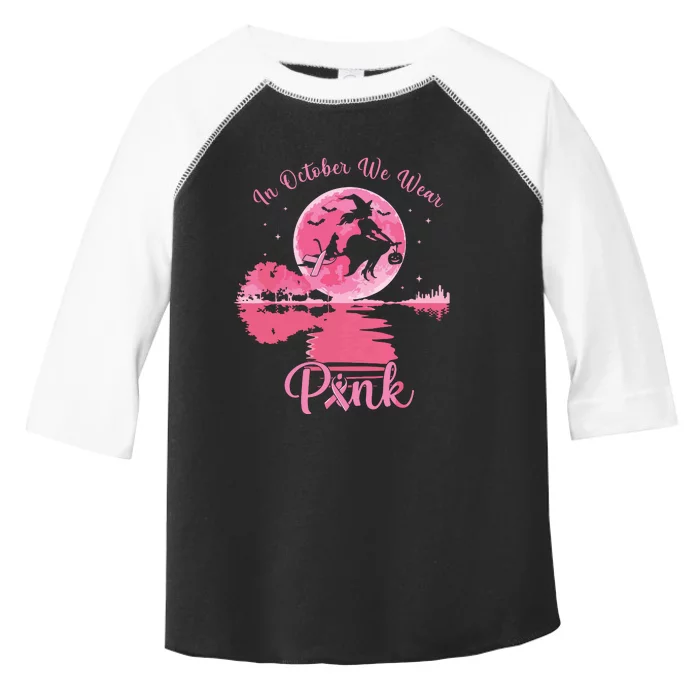 In October We Wear Witch Breast Cancer Halloween Toddler Fine Jersey T-Shirt