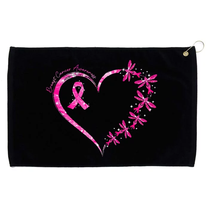 In October We Wear Pink Breast Cancer Awareness Dragonfly Grommeted Golf Towel