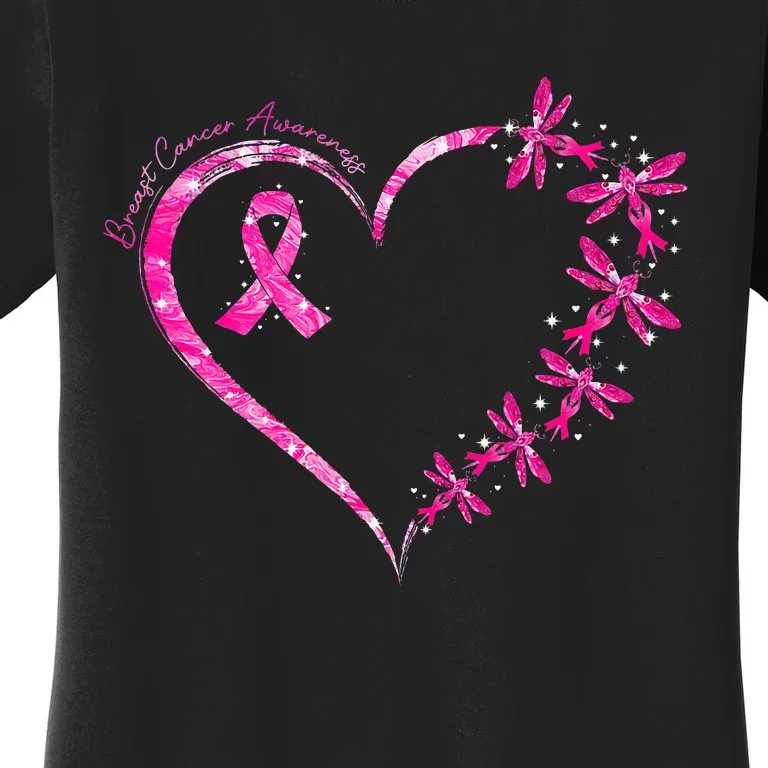 In October We Wear Pink Breast Cancer Awareness Dragonfly Women's T-Shirt