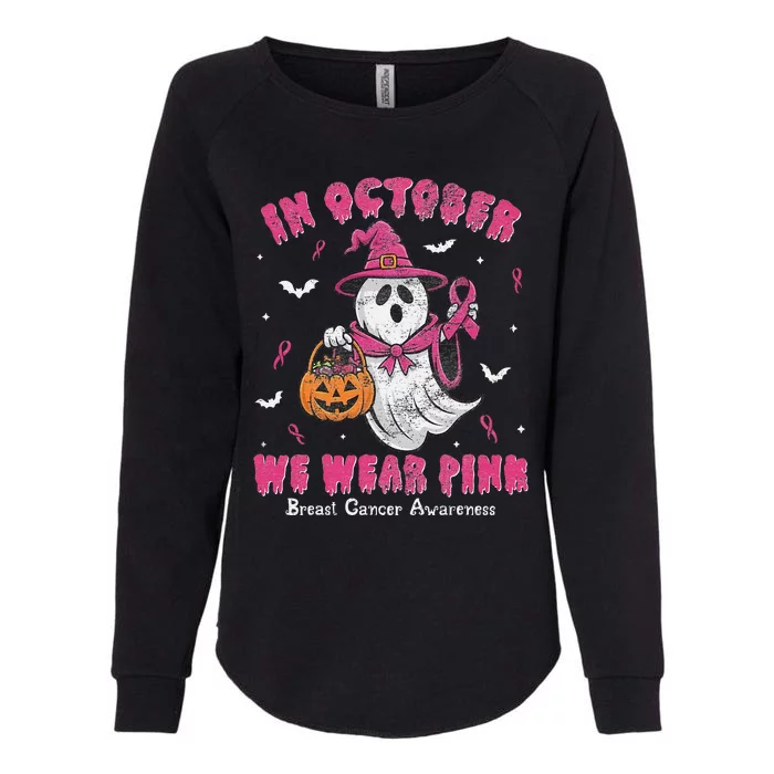 In October We Wear Pin.K Ghost Witch Breast Cancer Awareness Womens California Wash Sweatshirt