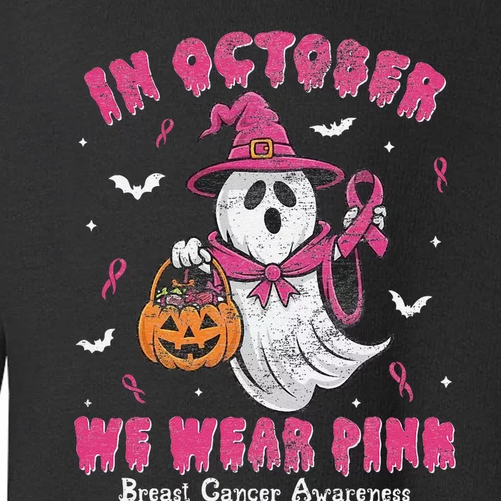 In October We Wear Pin.K Ghost Witch Breast Cancer Awareness Toddler Sweatshirt