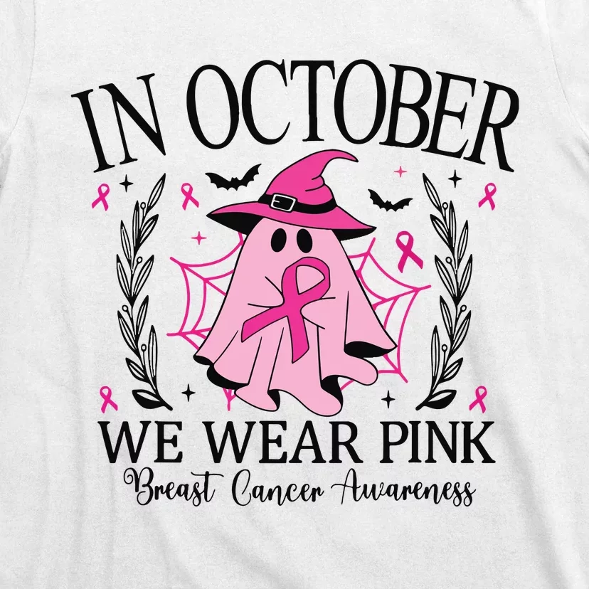 In October We Wear Breast Cancer Awareness Halloween T-Shirt