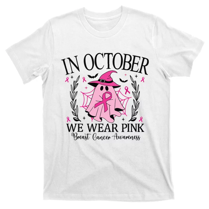 In October We Wear Breast Cancer Awareness Halloween T-Shirt