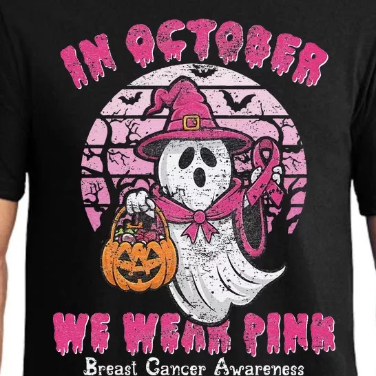 In October We Wear Pin.K Ghost Witch Breast Cancer Awareness Pajama Set