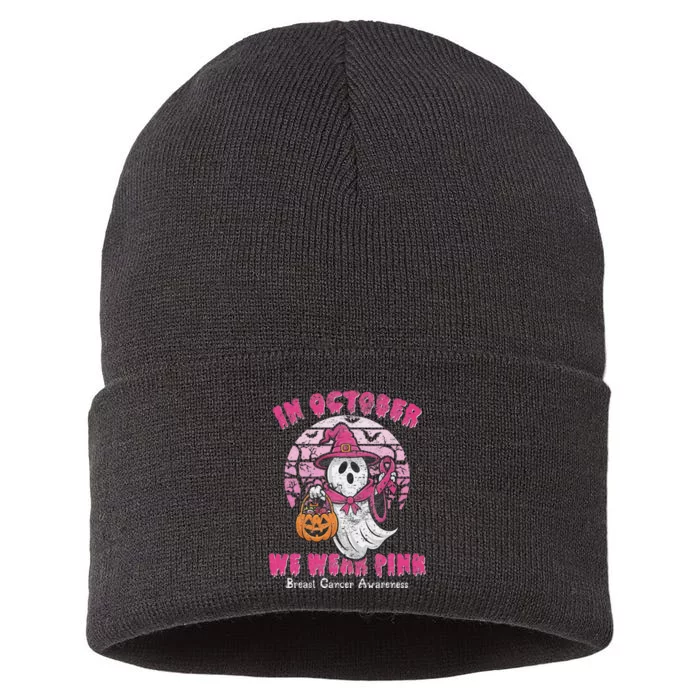 In October We Wear Pin.K Ghost Witch Breast Cancer Awareness Sustainable Knit Beanie