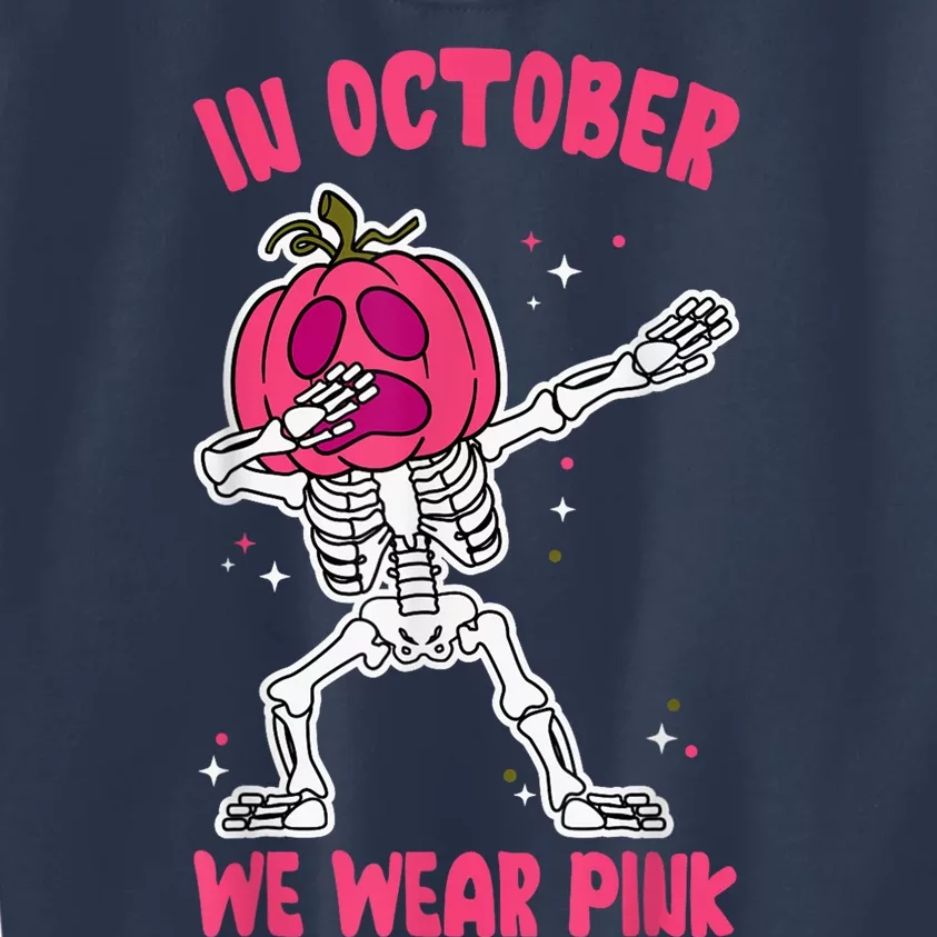 In October We Wear Pink Breast Cancer Pumpkin Halloween Kids Sweatshirt