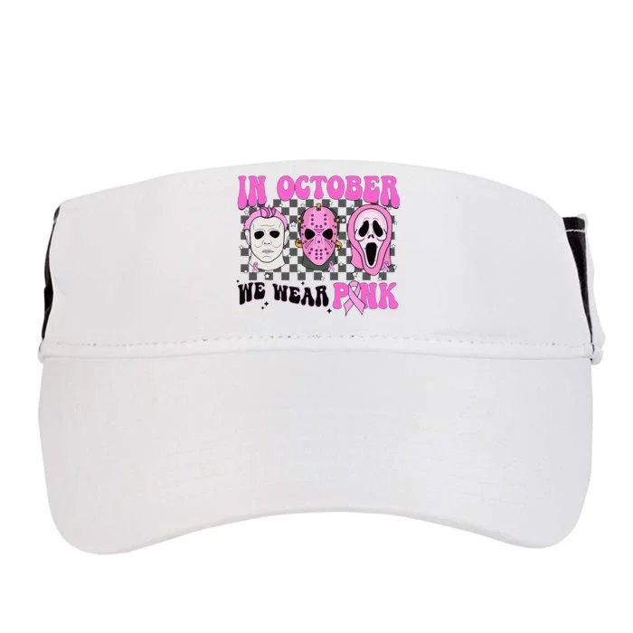 In October We Wear Pink Horror Movie Character Breast Cancer Adult Drive Performance Visor