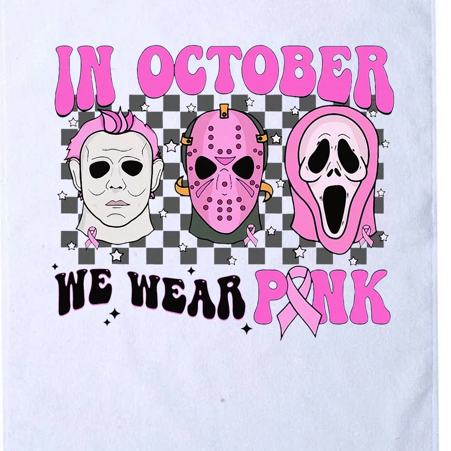 In October We Wear Pink Horror Movie Character Breast Cancer Platinum Collection Golf Towel