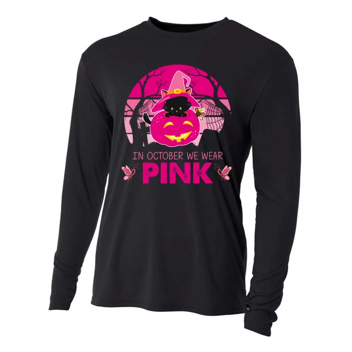 In October We Wear Pink Jack O Lantern Witch Cat Cooling Performance Long Sleeve Crew