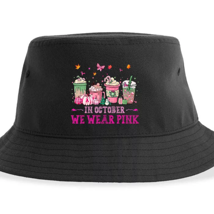 In October We Wear Pink Gnomes Breast Cancer Halloween Sustainable Bucket Hat