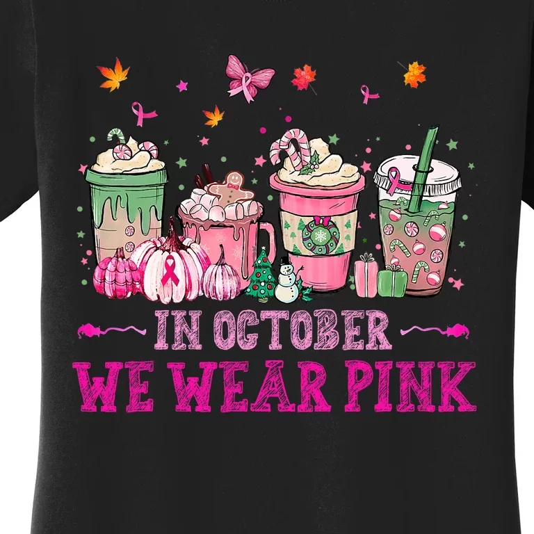 In October We Wear Pink Gnomes Breast Cancer Halloween Women's T-Shirt