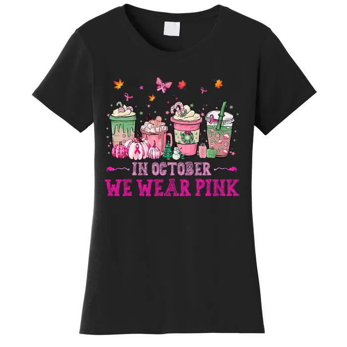 In October We Wear Pink Gnomes Breast Cancer Halloween Women's T-Shirt