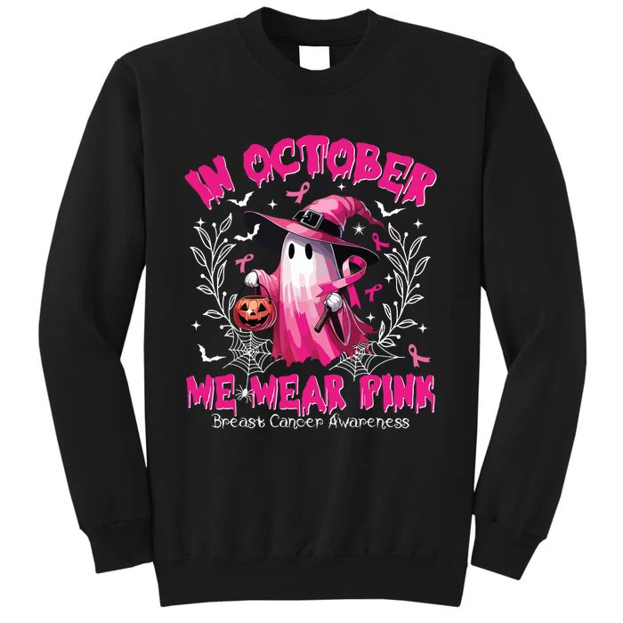 In October We Wear Ghost Witch Breast Cancer Awareness Sweatshirt