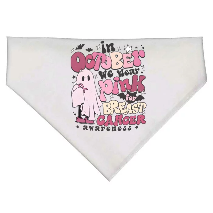 In October We Wear Pink Ghost Breast Cancer USA-Made Doggie Bandana