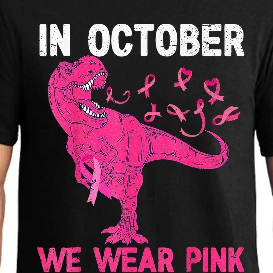 In October We Wear Pink Breast Cancer Trex Dino Pajama Set