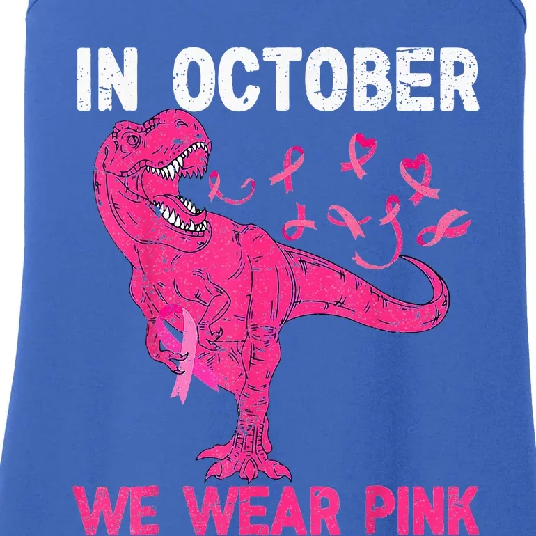 In October We Wear Pink Breast Cancer Trex Dino Ladies Essential Tank