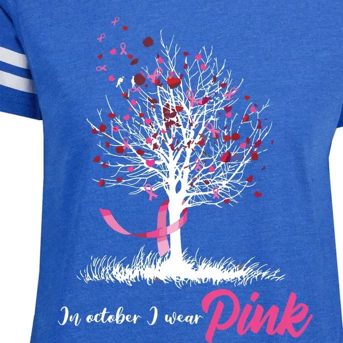 In October We Wear Pink Tree Breast Cancer Awareness Enza Ladies Jersey Football T-Shirt