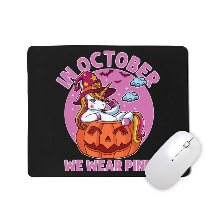 In October We Wear Pink Unicorn Breast Cancer Awareness Mousepad