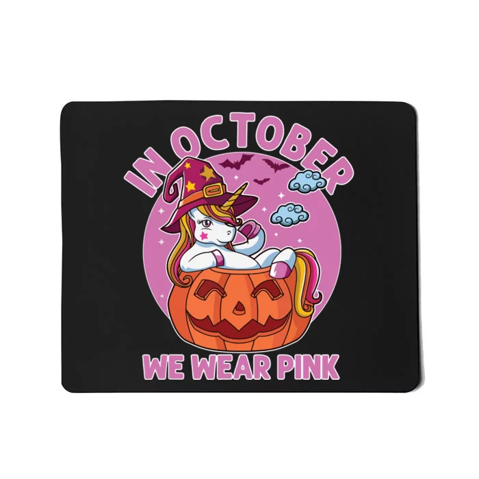 In October We Wear Pink Unicorn Breast Cancer Awareness Mousepad