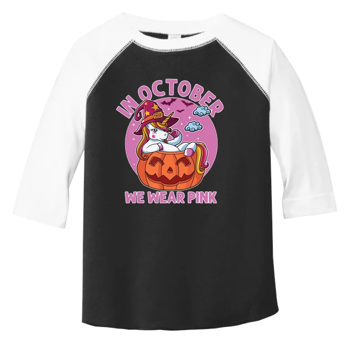 In October We Wear Pink Unicorn Breast Cancer Awareness Toddler Fine Jersey T-Shirt