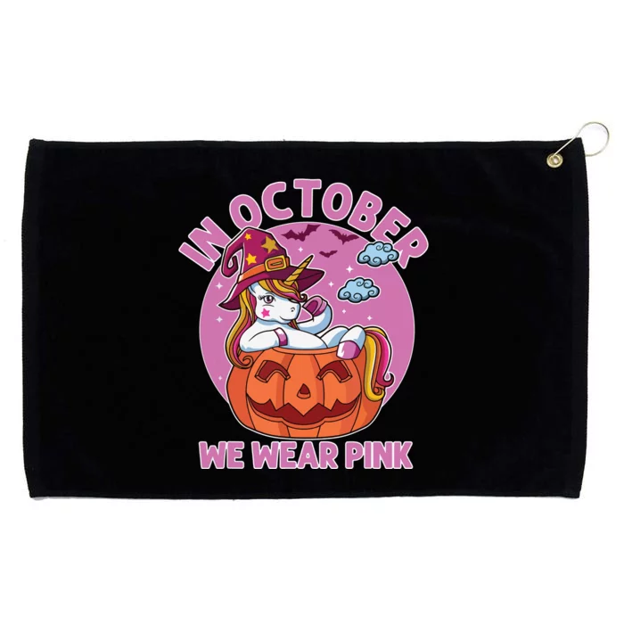 In October We Wear Pink Unicorn Breast Cancer Awareness Grommeted Golf Towel