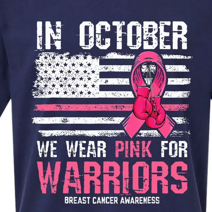 In October We Wear Pink For Warriors Breast Cancer Sueded Cloud Jersey T-Shirt