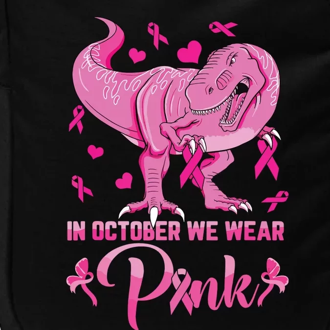 In October We Wear Pink Cute Dino Breast Cancer Kids Boy Impact Tech Backpack