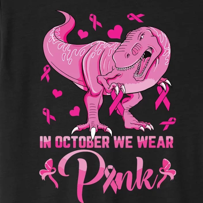 In October We Wear Pink Cute Dino Breast Cancer Kids Boy ChromaSoft Performance T-Shirt