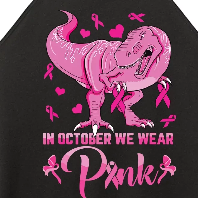 In October We Wear Pink Cute Dino Breast Cancer Kids Boy Women’s Perfect Tri Rocker Tank