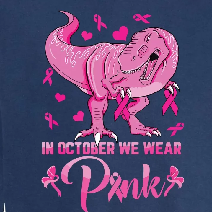 In October We Wear Pink Cute Dino Breast Cancer Kids Boy Garment-Dyed Sweatshirt