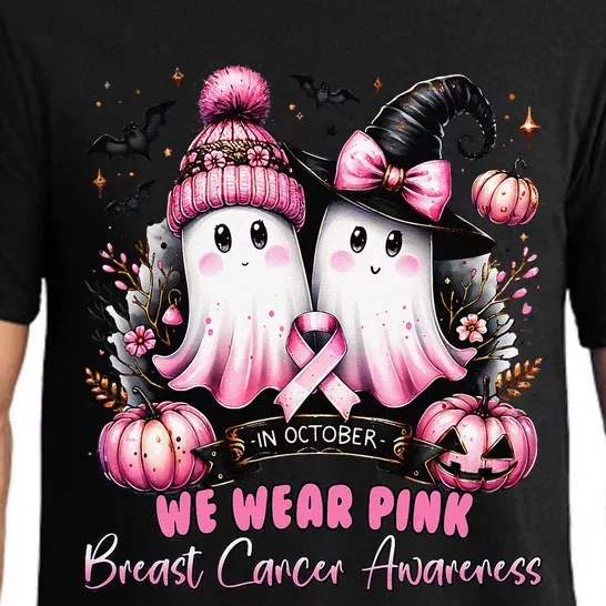 In October We Wear P.Ink Ghost Witch Breast Cancer Awareness Gift Pajama Set