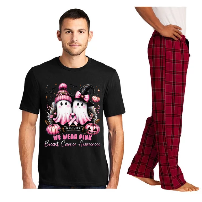 In October We Wear P.Ink Ghost Witch Breast Cancer Awareness Gift Pajama Set