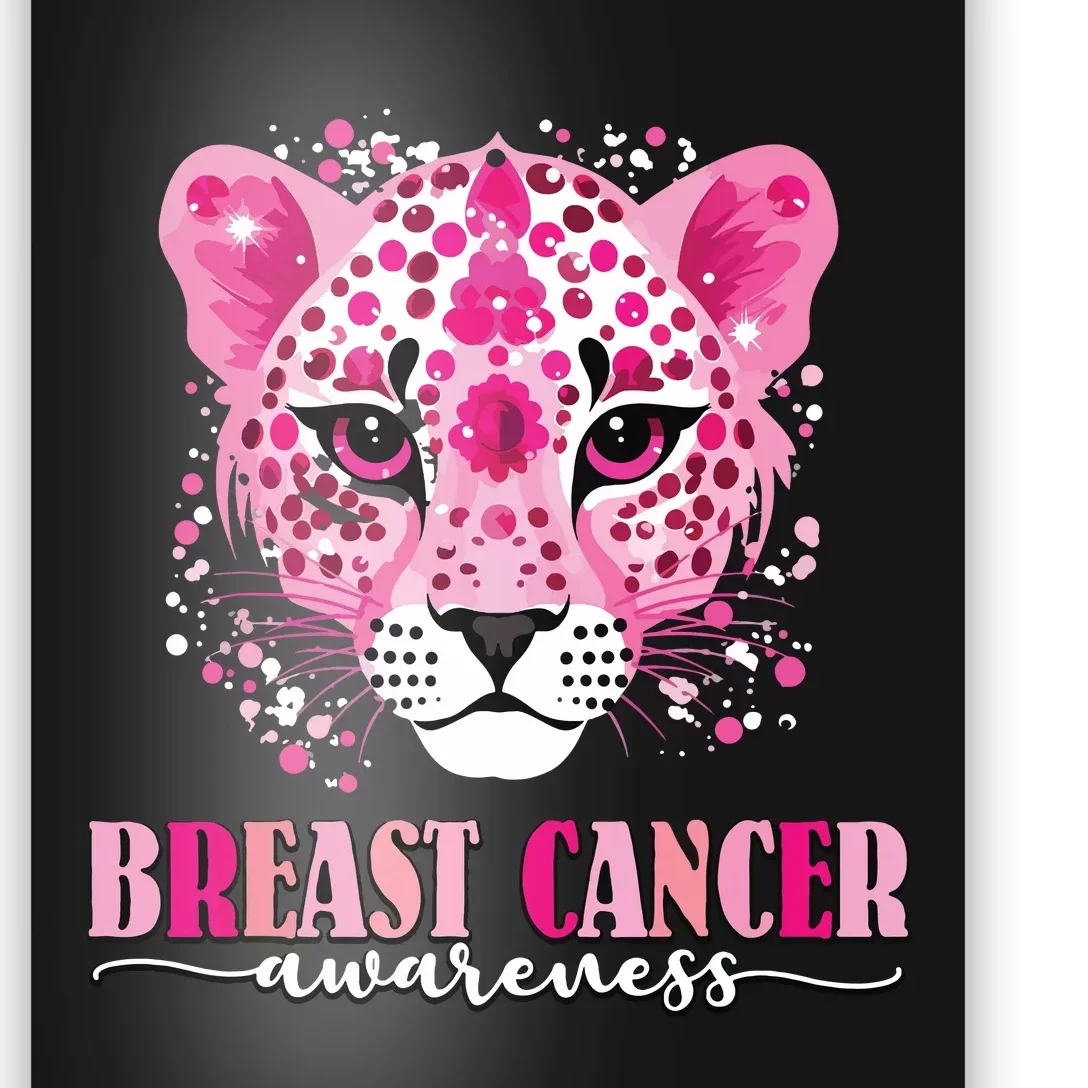 In October We Wear Pink Cute Little Lion Breast Cancer Poster