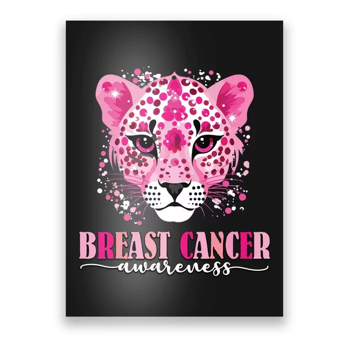 In October We Wear Pink Cute Little Lion Breast Cancer Poster