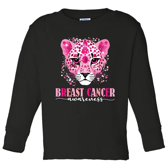 In October We Wear Pink Cute Little Lion Breast Cancer Toddler Long Sleeve Shirt