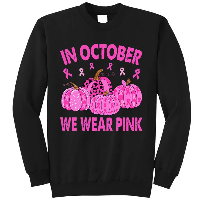 In October We Wear Pink Breast Cancer Halloween Pumpkin Sweatshirt